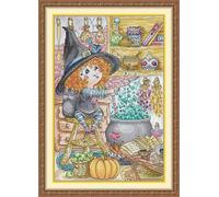 YEESAM ART Cross Stitch Kits for Adults Beginners Magic Girl Pre Printed 11ct, DIY Stamped Embroidery Starter Kit Easy Sewing Set Home Decor