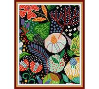 YEESAM ART Cross Stitch Kits Stamped for Adults Beginner Kids, Colorful Plants 11CT 36×44cm DIY Embroidery Needlework Kit with Patterns Needlepoint Christmas (Plants)