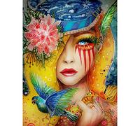YEESAM ART Diamond Painting Kits Full Drill, Girl Flower Bird Beautiful Lady 30x40 cm DIY 5D Diamond Art Mosaic Crafts for Adults Kids Beginner Crystals Cross Stitch Christmas (Girl)