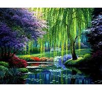 YEESAM ART Diamond Painting Kits Full Drill, Willow Green Trees Landscape 30x40 cm DIY 5D Diamond Art Mosaic Crafts for Adults Kids Beginner Crystals Cross Stitch (Green)