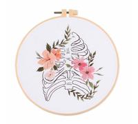 YEESAM ART Embroidery Starter Kit with Human Structure Breastbone and Flowers Patterns, Full Set DIY Embroidery Cross Stitch Kits for Adults Beginners Needlework Sewing
