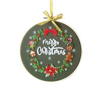 YEESAM ART Embroidery Starter Kit with Merry Christmas Patterns, Full Set DIY Embroidery Cross Stitch Kits for Adults Beginners Needlework Sewing