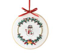 YEESAM ART Embroidery Starter Kit with Snowman and Christmas Wreath Patterns, Full Set DIY Embroidery Cross Stitch Kits for Adults Beginners Needlework Sewing