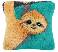 YEESAM ART Latch Hook Cushion Kits for Adults & Beginners, Sloth Animals Pre-Printed Latch Hooking Pillow Kit, DIY Embroidery Set Pillowcase for Home Sofa Decor Idea (Sloth)