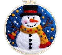 YEESAM ART Needle Felting Picture Kits Snowman for Beginners Adults, DIY Wool Felt Painting Starter Kit with Frame and Tools for Home Decor