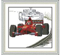 YEESAM ART® New Counted Cross Stitch Kits Advanced - Car Racing - Embroidery Set Needlework DIY Handmade Christmas Gifts (White)