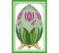 YEESAM ART® New Counted Cross Stitch Kits Advanced - Easter Eggs & Tulip Flower Pattern - Embroidery Set Needlework DIY Handmade Christmas Gifts (Easter Eggs 3, Stamped)