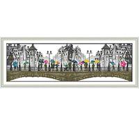 YEESAM ART New Counted Cross Stitch Kits Advanced - Scenery in The Rain - Embroidery Set Needlework DIY Handmade Christmas Gifts (Rain, White)