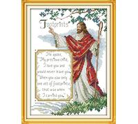 YEESAM ART® New Cross Stitch Kits Advanced - Jesus 14 Count 21x30 cm White Canvas - Needlework Christmas Gifts