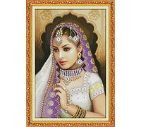 YEESAM ART® New Cross Stitch Kits Advanced - Oriental Beauty Purple 14 Count 38x55 cm White Canvas - Needlework Christmas Gifts