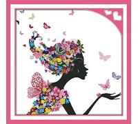 YEESAM ART® New Cross Stitch Kits Advanced - Woman Tricks 14 Count 71x71 cm White Canvas - Needlework Christmas Gifts