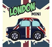 YEESAM ART New Paint by Numbers for Beginner - London Mini Car 8x8 inch Linen Canvas - DIY Number Painting (Car)