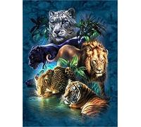 YEESAM ART Paint by Numbers for Adults Beginner, Lion Tiger Leopard Forest Animals 16x20 Inch Linen Canvas Acrylic DIY Number Painting Kits for Home Wall Decor (Animals, Framed)