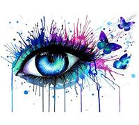 YEESAM ART Paint by Numbers for Adults Beginners Butterfly & Blue Eye 16x20 inch Linen Canvas Acrylic DIY Number Painting Kits Wall Art Decor Gifts