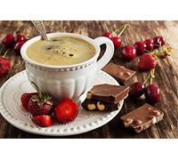 YEESAM ART Paint by Numbers for Adults Beginners Chocolate Coffee Strawberry Cherry 16x20 inch Linen Canvas Acrylic DIY Number Painting Kits Wall Art Decor Gifts