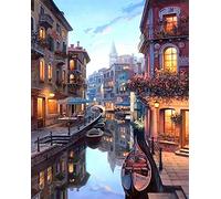 YEESAM ART Paint by Numbers for Adults Beginners Water City Venice Night View 16x20 inch Linen Canvas Acrylic DIY Number Painting Kits Wall Art Decor Gifts (Without Frame)