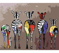 YEESAM ART Paint by Numbers for Adults Children, Colorful Zebra 16x20 Inch Linen Canvas Acrylic DIY Number Painting Kits Wall Art Decor Gifts (Framed)