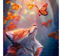 YEESAM Art Pre Printed Cross Stitch Kits for Adults Beginners, Fox and Butterfly Anime 11CT Stamped 36X36cm Embroidery Kit Wall Art Home Decor (Fox)