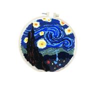 YEESAM ART Punch Needle Kit with Starry Night Reverie Landscape Patterns, Full Set DIY Punch Needle Embroidery Set with Hoop Tool, Easy Craft for Adults Beginners