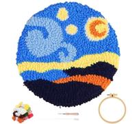 YEESAM ART Punch Needle Kit with Starry Sky Famous Paintings Patterns, Full Set DIY Punch Needle Tufting Coaster Yarn Rug Embroidery Set with Hoop Tool, Easy Craft for Adults Beginners