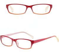 YEESAM Computer Reading Glasses for Women, Fashion Macarons Colorful Blue Light Blocking Readers Small Square Eyeglasses (Red-orange, 3.5, x)