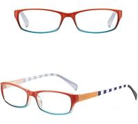 YEESAM Computer Reading Glasses for Women, Fashion Macarons Colorful Blue Light Blocking Readers Small Square Eyeglasses (Orange-blue, 2, x)