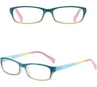 YEESAM Computer Reading Glasses for Women, Fashion Macarons Colorful Blue Light Blocking Readers Small Square Eyeglasses (Blue-yellow, 2, x)
