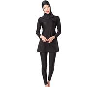 YEESAM® Girls & Ladies Islamic Swimsuit Muslim Sports Swimming Hijab Swimwear Bathing Suit - Modest Swimwear (Int'l - XS, Pure Black)