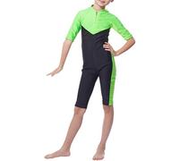 YEESAM Kids Swimming Costumes Girls Boys Children Swimsuit Short Sleeve UPF 50+ UV One Piece Surfing Snorkeling - Modest Muslim Swimwear Girls (Asia S - Height: 90-110 CM, Green)