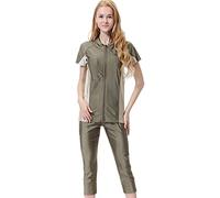YEESAM New Modest Swimwear for Ladies, Surfing Swimsuit, Muslim Swimming Costume Women Girls, Rash Guard Short Sleeve, Islamic Modesty Burkini (green, Asia 3XL ~ Height: 175-190)