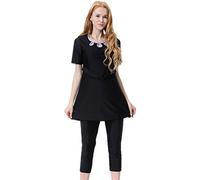 YEESAM New Modest Swimwear for Ladies, Surfing Swimsuit Women, Rash Guard Short Sleeve, Muslim Swimming Costume Girls Islamic Modesty Burkini (black, Asia 2XL ~ Height: 170-180cm)