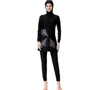 YEESAM New Muslim Swimming Costume for Women Girls Surfing Suit Long Sleeve - Modest Swimwear UPF 50+ Islamic Modesty Swimsuit Burkini (Black, Asia S ~ Height: 150-160cm)