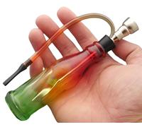 YEESAM Portable Glass Bong Glass Bongo Water Pipe, Mini Bong Hookah Shisha Set Smoking Pipe Dab Rig Glass Bongs Oil Pipe, Colourful Bottle 12cm (Orange)