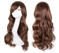 YEESHEDO 32" 80 cm Long Wavy Curly Hair Cosplay Wigs with Bangs for Women Girls Heat Resistant Synthetic Wig for Party Costume Anime Halloween (Dark Brown)