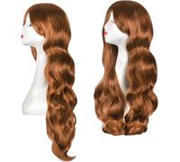 YEESHEDO 32" 80 cm Long Wavy Curly Hair Cosplay Wigs with Bangs for Women Girls Heat Resistant Synthetic Wig for Party Costume Anime Halloween (Ginger Brown)