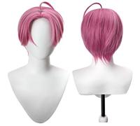 YEESHEDO Abby Wig Unisex Short Bob Anime Cosplay Pink Wigs Full Natural Layer Straight Fluffy Hair Costume Party Fancy Dress Wig for Women Men