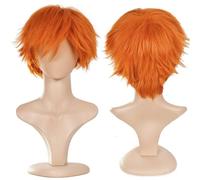 YEESHEDO Unisex Short Orange Bob Anime Cosplay Character Wigs Full Natural Layer Straight Fluffy Hair Costume Party Fancy Dress Wig for Women Men