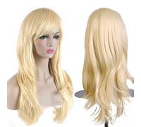 YEESHEDO Women's 28" 70 cm Cosplay Wig Long Wavy Curly Hair Ends with Bangs Wigs for Girls Heat Resistant Synthetic Wig for Party Costume Anime Halloween (Light Blonde)