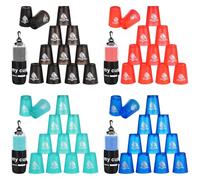 yeesport 48 Pcs Sport Stacking Cups, Sport Training Game for Challenge Competition, Plastic Stacking Cups, Classic Family Game for Kids and Adults, Red+Blue+Green+Black
