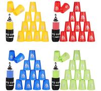 yeesport 48 PCS Sport Stacking Cups with Horse Pattern, Sport Training Game for Challenge Competition, Plastic Stacking Cups, Classic Family Game for Youth and Adults, Red+Blue+Green+Yellow