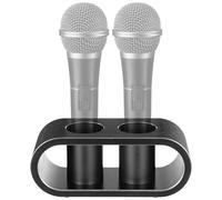 yeesport Metal Desktop Microphone Storage Holder, Aluminum Alloy Microphone Stand, Fashionable Tabletop Mic Organizer for Desk, Mic Mount for Karaoke, Nightclubs, Homes, Holds Two Microphones