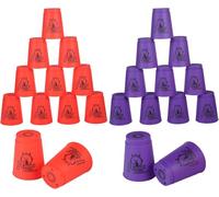 yeesport Sport Stacking Cups, 24pcs Sports Stacking Cups Sport Training Game for Challenge Competition Travel Party Gift for Kids and Adults (Red & Purple)