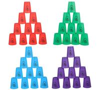 yeesport Sport Stacking Cups, 48pcs Sports Stacking Cups Sport Training Games for Travel Party Challenge Competition Gift for Kids and Adults (Blue+Green+Red+Purple)