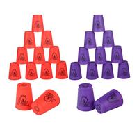 yeesport Sport Stacking Cups Age 12+, 24pcs Sports Stacking Cups Speed Training Game for Challenge Competition Travel Party Gift for Kids and Adults (Red & Purple)