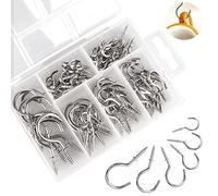 yeestone Small Hooks Screw in, 6 Sizes Metal Screw Hooks for Wood, 75PCS Cup Hooks Screw in, Sliver Screw in Hooks for Hanging Mug Key and Garden Lights