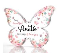 Yeesun Beautiful Acrylic Butterfly-Shaped Sign and Plaque, Birthday Gift for Auntie, Christmas or Thanksgiving Day Gift for Auntie, New Year Gift for Auntie, Desk Acrylic Decoration Present for Auntie