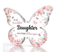 Yeesun Beautiful Transparent Acrylic Butterfly-Shaped Plaque, Heartfelt Gift for Daughter, Birthday Gift for Daughter, Christmas or Thanksgiving Day Gift for Daughter, New Year Gift for Daughter