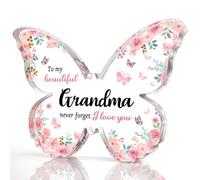 Yeesun Beautiful Transparent Acrylic Butterfly-Shaped Sign and Plaque, Heartfelt Gift for Grandma, Birthday Gift for Grandma, Christmas or Thanksgiving Day Gift for Grandma, New Year Gift for Grandma
