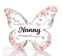 Yeesun Beautiful Transparent Acrylic Butterfly-Shaped Sign and Plaque, Heartfelt Gift for Nanny, Birthday Gift for Nanny, Christmas or Thanksgiving Day Gift for Nanny, New Year Gift for Nanny