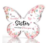 Yeesun Beautiful Transparent Acrylic Butterfly-Shaped Sign and Plaque, Heartfelt Gift for Sister, Birthday Gift for Sister, Christmas or Thanksgiving Day Gift for Sister, New Year Gift for Sister